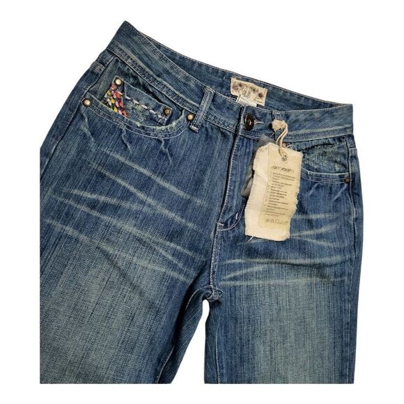SMASH Vintage Denim Jeans Size 13 Blue Rainbow Embroidery Distressed - Picture 4 of 10